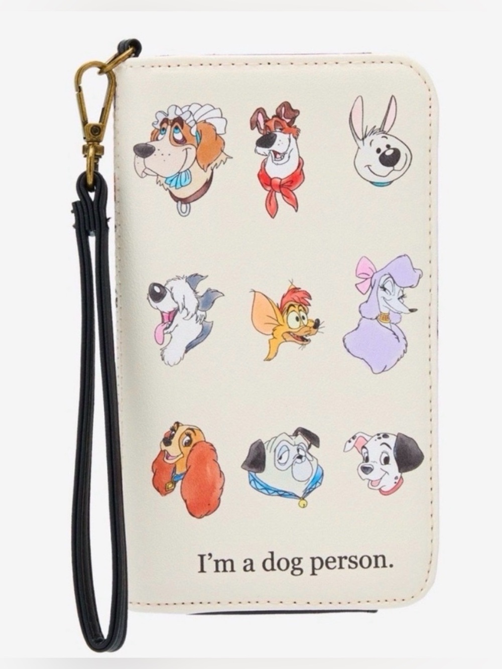 Loungefly Disney “I Am a Dog Person” Cream Wristlet w/ Strap- NWT